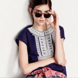 Madewell Kasbah Top Embroidered Navy Blue Size XS